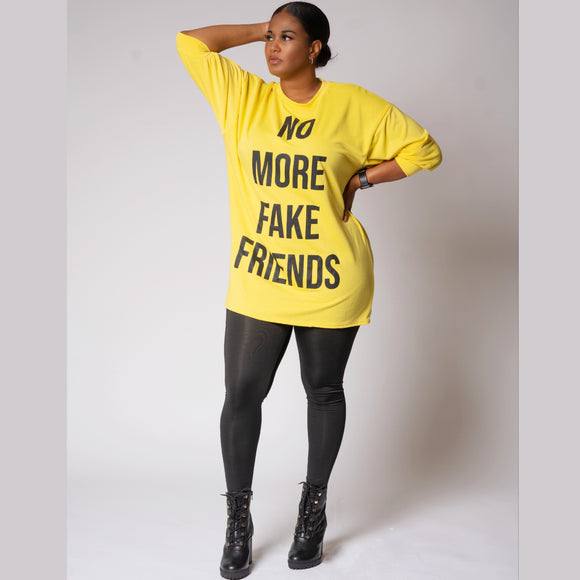 Fake Friends T-Shirt Dress (Yellow)