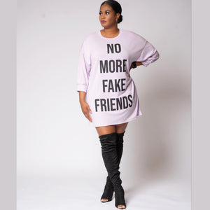 Fake Friends T-Shirt Dress (Lavender)