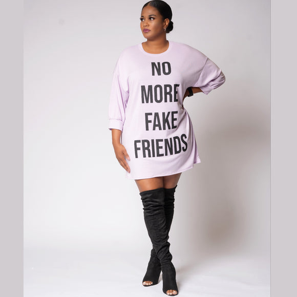 Fake Friends T-Shirt Dress (Lavender)