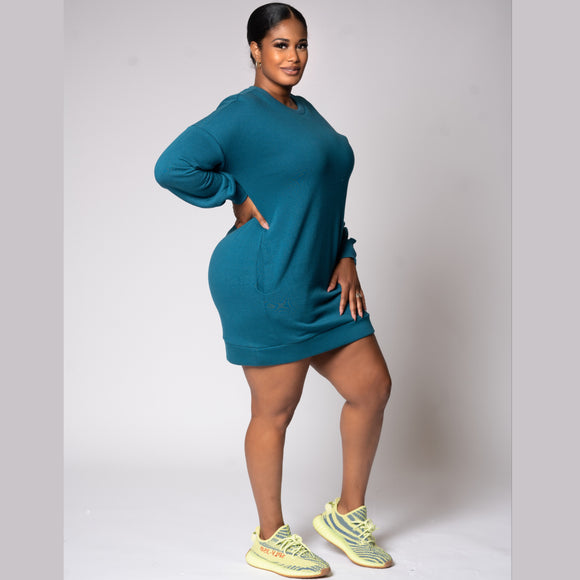 Sweatshirt Dress (Teal)