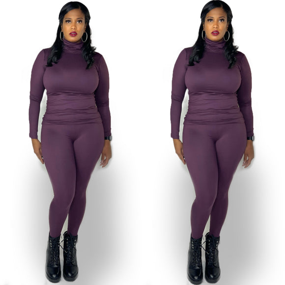 Lea Turtleneck Set (Eggplant)