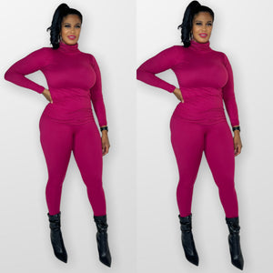Lea Turtleneck Set (Magenta)
