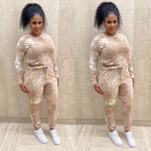 Tie Dye Jogger Set (Taupe)