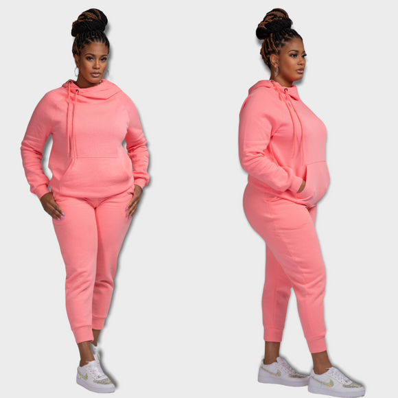 Side Tie Jogger Set (Pink)