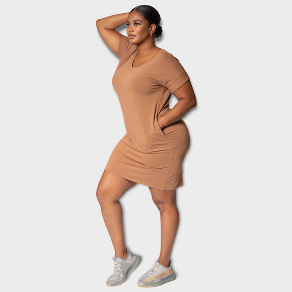 T-Shirt Dress (Deep Camel)