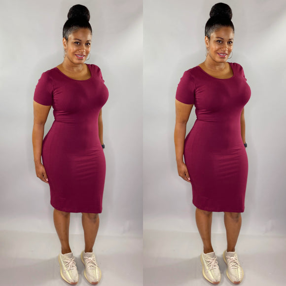 Keyion Dress (Burgundy)