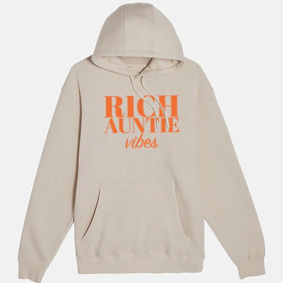 Rich Auntie Hoodie (Tan & Neon Orange)