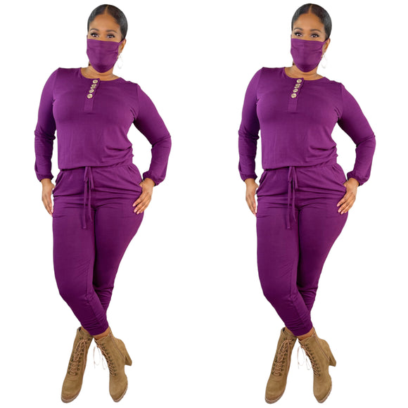 Jane Jogger Jumpsuit (Plum)