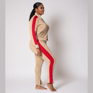 Runner Tracksuit (Tan/Red)