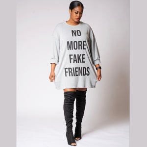 Fake Friends T-Shirt Dress (Gray)