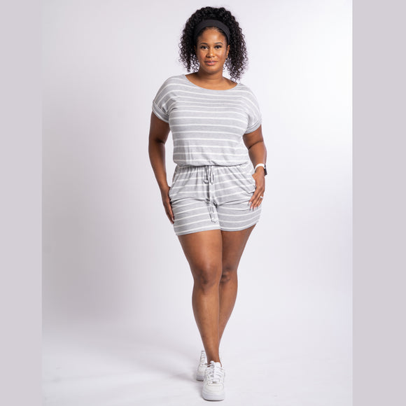 Mom Short Romper (Gray/Ivory)